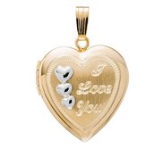 Solid 14k Yellow Gold I Love You Heart Photo Locket