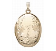 14K Gold Filled Lovebird Oval Photo Locket