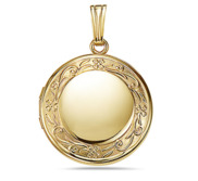 14k Gold Filled Floral Round Photo Locket