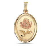 14K Gold Filled Rose Oval Photo Locket