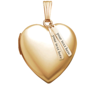 14k Yellow Gold Heart Photo Locket with Personalized Tabs