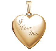 Solid 14k Yellow Gold I Love You Heart Photo Locket