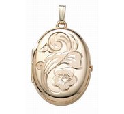 14K Gold Filled Floral Oval 4 Photo Locket