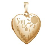 Yellow Gold You Are My Sunshine Heart Photo Locket