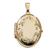 Solid 14K Yellow Gold Oval Four Photo Locket