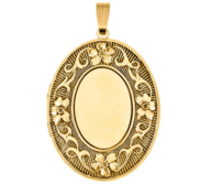 14k Gold Filled Antiqued Floral Oval Photo Locket