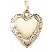 Solid 14K Yellow Gold Small Heart Photo Locket