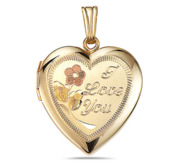 14k Gold Filled I Love You Heart Photo Locket