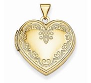 Solid 14k Yellow Gold Floral Heart Photo Locket