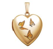 14K Gold Filled Monarch Butterfly Heart Photo Locket