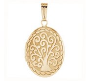 14k Yellow Gold Tree of Life Oval Photo Locket