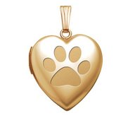 Yellow Gold Dog Paw Print Heart Photo Locket