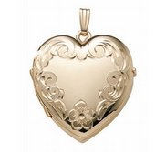 14k Gold Filled Floral Heart 4 Photo Locket