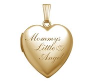 Yellow Gold Mommy s Little Angel Heart Photo Locket