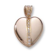 Solid 14k Yellow Gold Premium Weight Heart Photo Locket with Diamonds