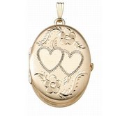 Solid 14K Yellow Gold Oval Four Photo Locket