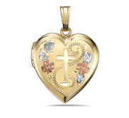 14k Gold Filled Cross Heart Photo Locket