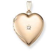 Solid 14k Yellow Gold Diamond Heart Photo Locket