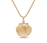 14k Gold Tone Seashell Photo Locket with 18  Chain