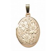 14k Gold Filled Floral Oval Photo Locket