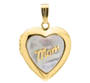 14k Gold Filled Mother of Pearl Mom Heart Photo Locket