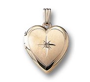 14k Gold Filled Small Heart Photo Locket with Diamond