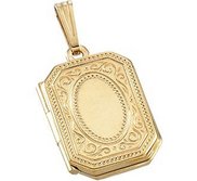 Solid 14k Yellow Gold Rectangle Photo Locket