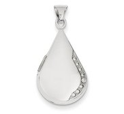 14k White Gold Teardrop Photo Locket with Diamond