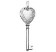 14k White Gold Key Heart Photo Locket