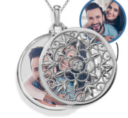 14k White Gold Swivel Round Photo Locket