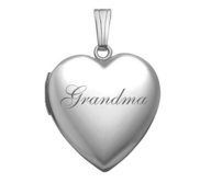 14k White Gold Grandma Heart Photo Locket