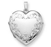 14K White Gold Floral Heart Four Photo Locket