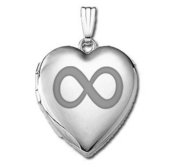 14k White Gold Infinity Heart Photo Locket