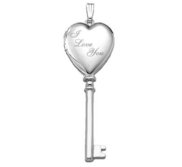 14k White Gold I Love You Key Heart Photo Locket