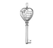 14k White Gold Key to my Heart Photo Locket