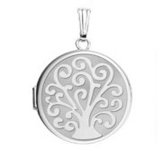 14k White Gold Tree of Life Round Photo Locket