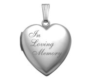 14k White Gold In Loving Memory Heart Photo Locket