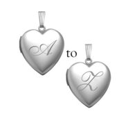 14K White Gold Initial Heart Photo Locket