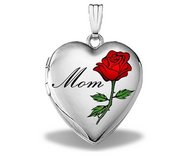 14k White Gold Mom Heart Photo Locket