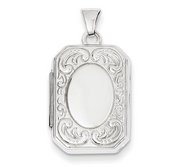 14k White Gold Floral Square Photo Locket