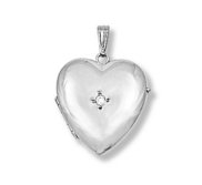 14K White Gold Heart Four Photo Locket with Diamond