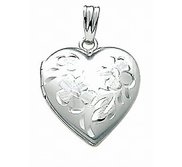 14K White Gold Small Heart Locket