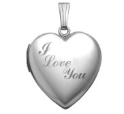 14k White Gold I Love You Heart Photo Locket