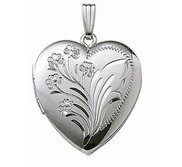 14k White Gold Floral Heart Photo Locket