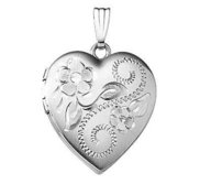 14k White Gold Floral Heart Photo Locket