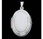 14k White Gold Oval Photo Locket