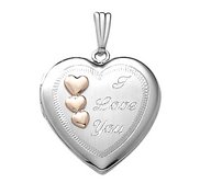 14k White Gold I Love You Two Tone Heart Photo Locket