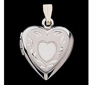 14K White Gold Small Heart Photo Locket