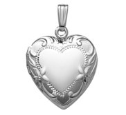 14k White Gold Floral Heart Photo Locket