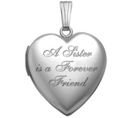 Sterling Silver A Sister is a Forever Friend Heart Photo Locket